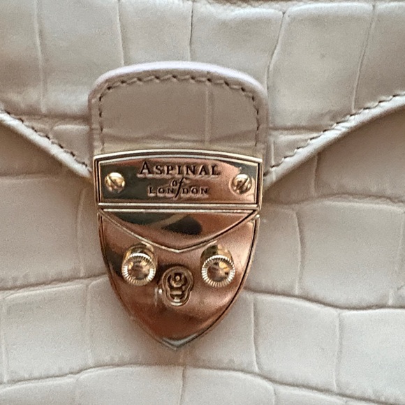 Aspinal of London Mayfair Handbag in Taupe Croc-Embossed leather - Picture 2 of 7